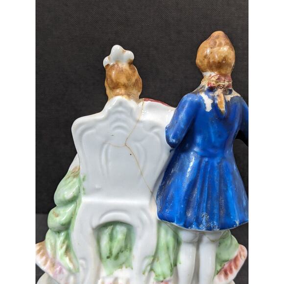 Victorian Figurine Courting Couple VTG Hadson Porcelain Occupied Japan **Crack** - Picture 7 of 11
